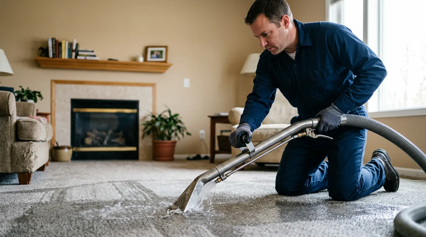 Water damage restoration technician working near University, MS